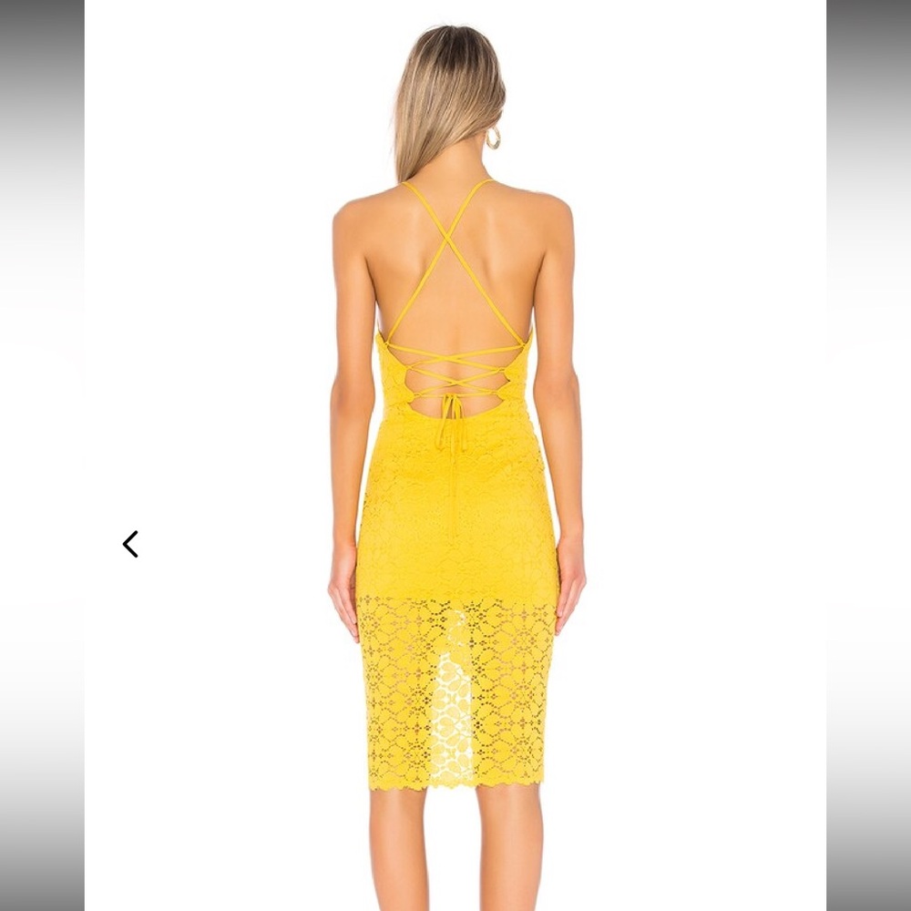 Lovers + Friends skylight dress Yellow Asymmetrical Lace Dress S